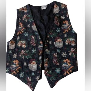 Vintage Black Christmas Theme Tapestry Vest